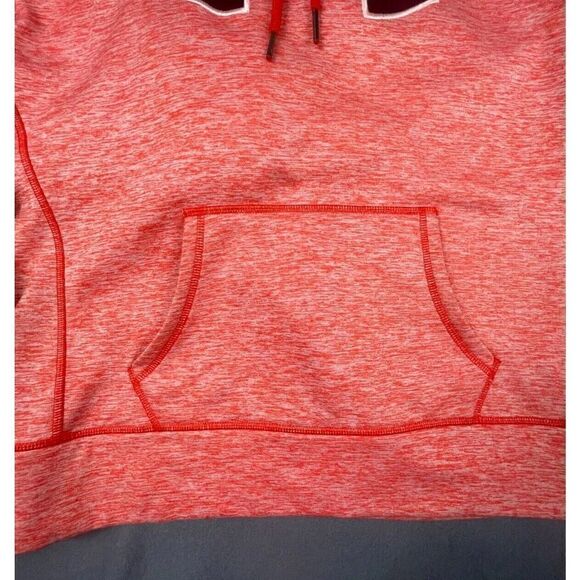 Under Armour ColdGear Pullover Hoodie Women's S Orange Logo Long Sleeves Pockets - Picture 3 of 9